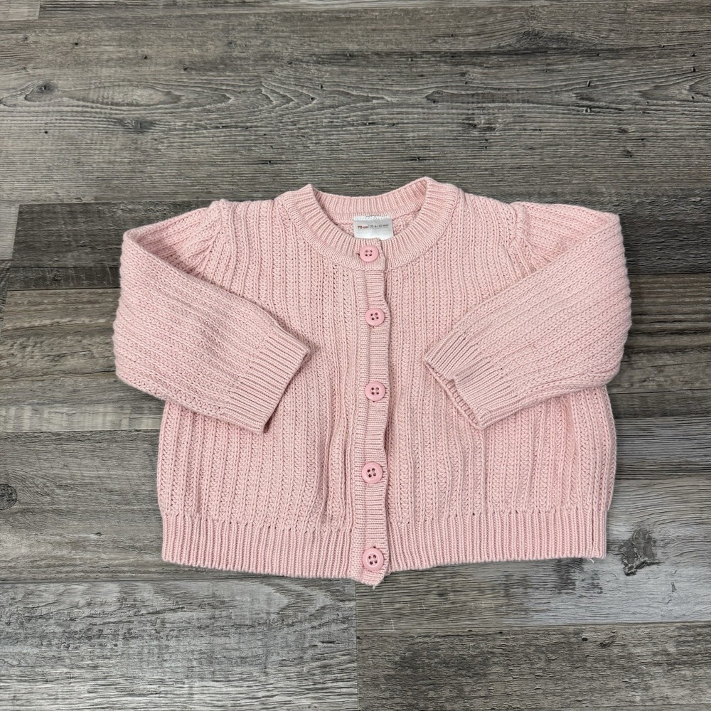 Hanna Anderson Baby Girl 6-12mo‎ 70cm Knit Cotton Cable Cardigan Button Front
